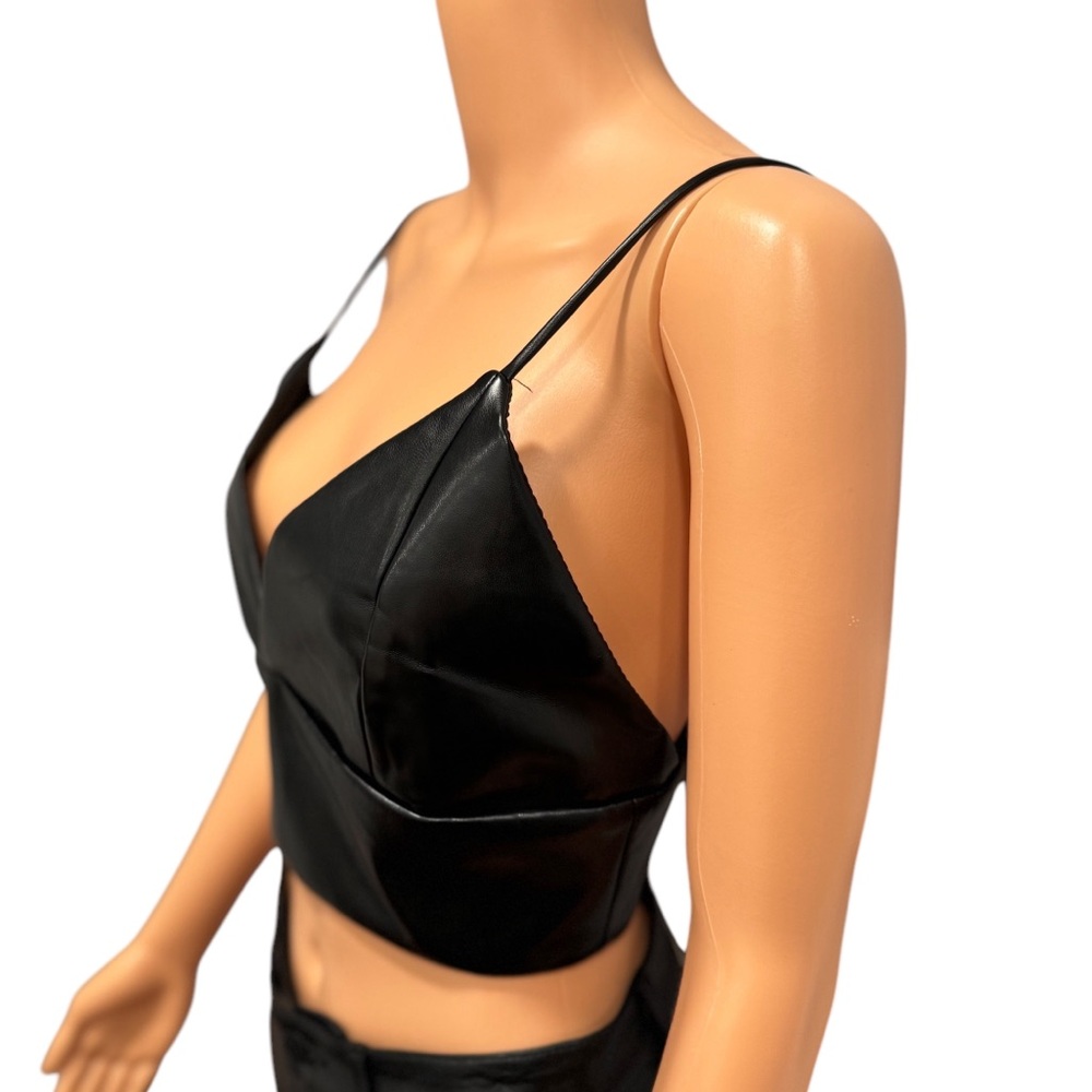 HOUSE OF HARLOW 1960 Vegan Faux Leather Bralette Black Crop Top NWT 8 - Picture 4 of 9